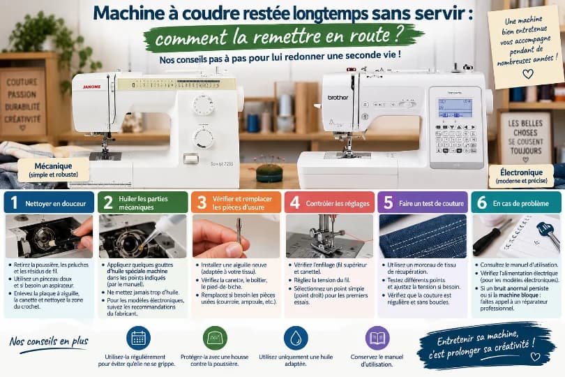Machine à coudre restée longtemps sans servir : comment la remettre en route